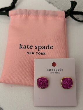 KATE SPADE Hot Pink Stud Earrings with Gold Trim